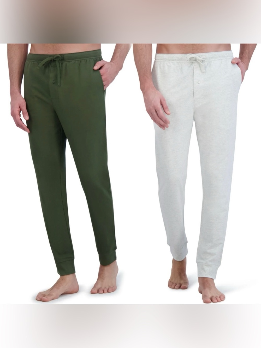 Hanes Originals Men XL French Terry Sleep Joggers Lot Of 2 NWT Oatmeal Green - Picture 1 of 8